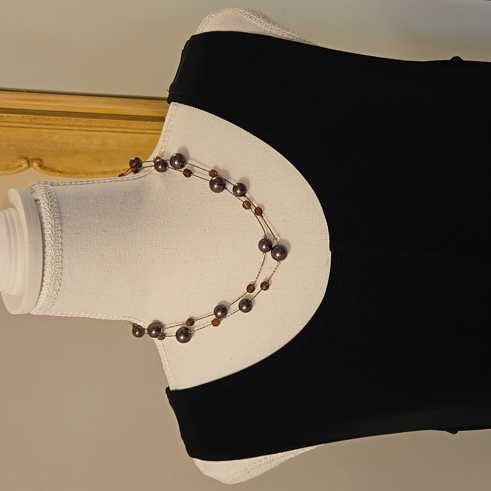 Lovely Jones New York floating pearl and crystal bead necklace